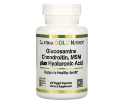 Глюкозамін, Хондроїтин, МСМ та Гіалуронова кислота California Gold Nutrition (Glucosamine Chondroitin, MSM plus Hyaluronic Acid)