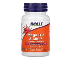 Вітамін Д3 з вітаміном К2 Now Foods (Mega D-3&MK-7) 5000 МО/180 мкг