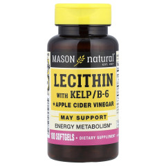 Лецитин з водоростями та вітаміном B6 Mason Natural (Lecitin with Kelp/B6) 100 капсул