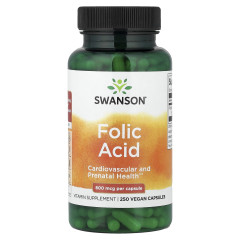 Фолієва кислота Swanson (Folic Acid) 800 мкг 250 капсул